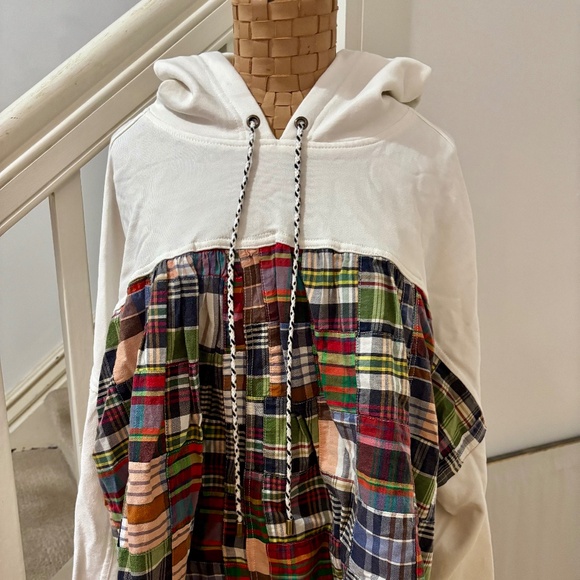 Pilcro x ANTHROPOLOGIE 1x Women's Long-Sleeve Patchwork & Knit Twofer Hoodie NWT - Picture 1 of 7